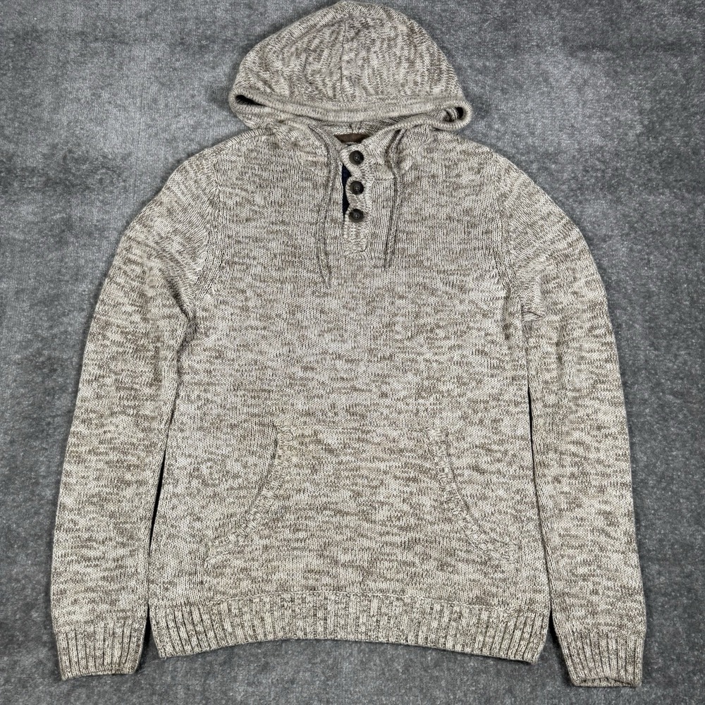 Urban Outfitters Sweater Men's‎ Medium Brown Knit Hooded Henley